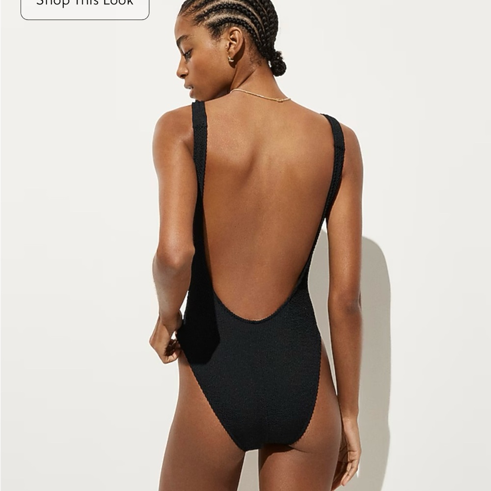 J. Crew Black Scoop Neck One-Piece Swimsuit - Picture 3 of 4